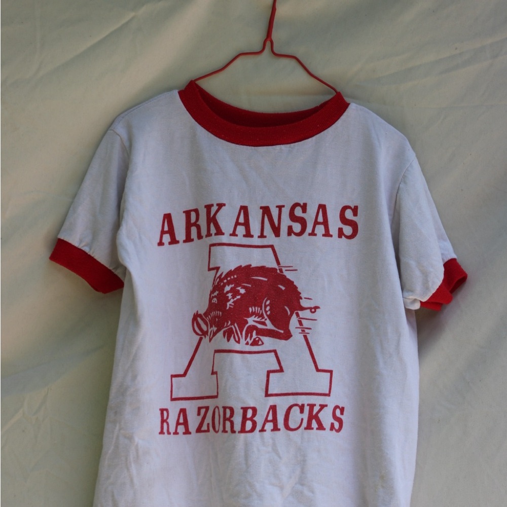 Vintage Arkansas Razorbacks White and Red T-Shirt